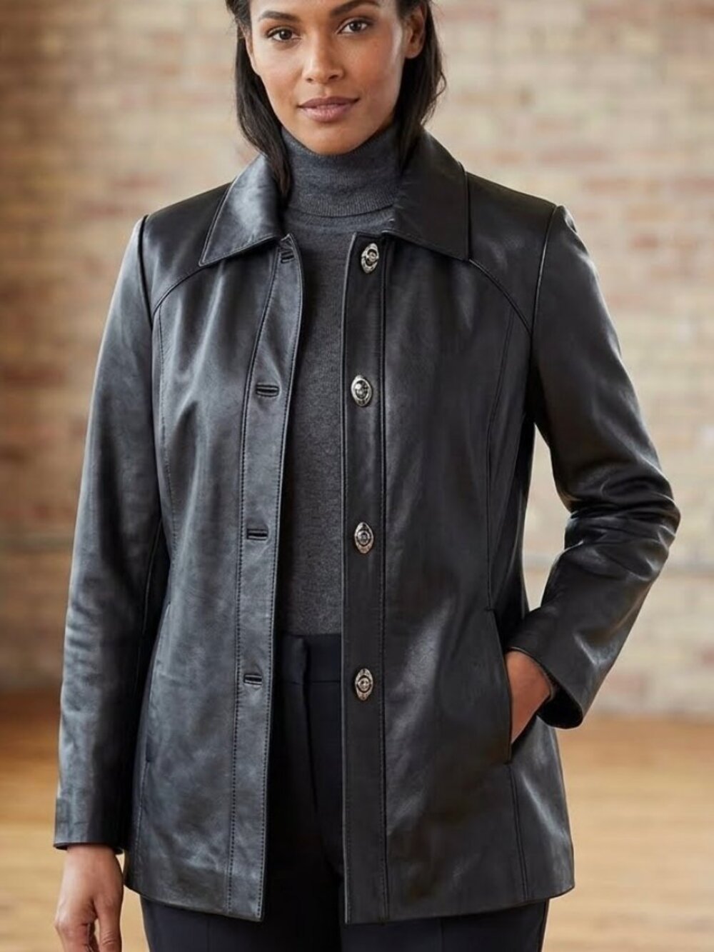 Vintage London Fog Black Leather Car Coat